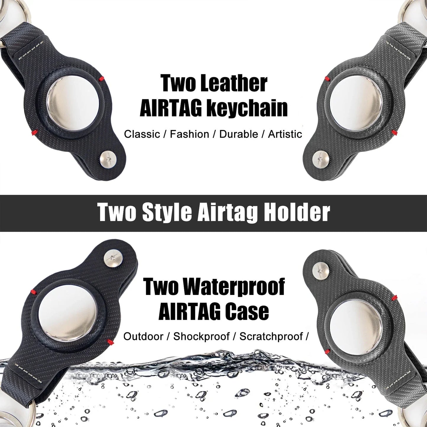Stylish AirTag Holder with Durable Key Ring - Premium PU Leather Accessory for Secure Apple AirTag Tracking