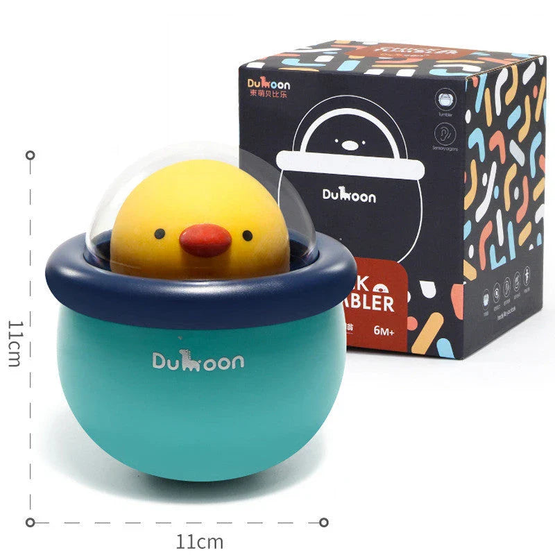 Adorable chicken-shaped tumbler rattle toy with music bells for infant play and development