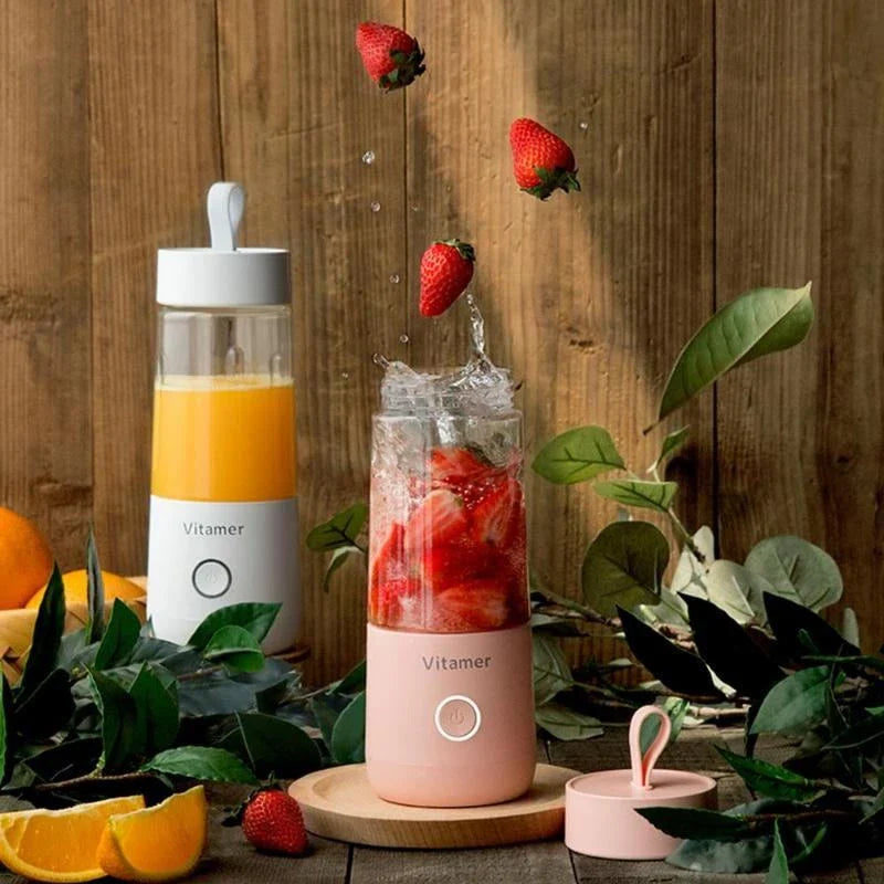 Portable USB rechargeable blender with smooth blending container and powerful motor for creating on-the-go smoothies and juices