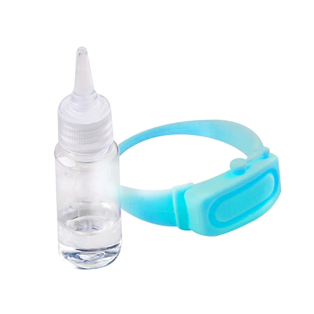 Premium wearable hand sanitiser dispenser bracelet in various colours, made with durable silicone TPU material