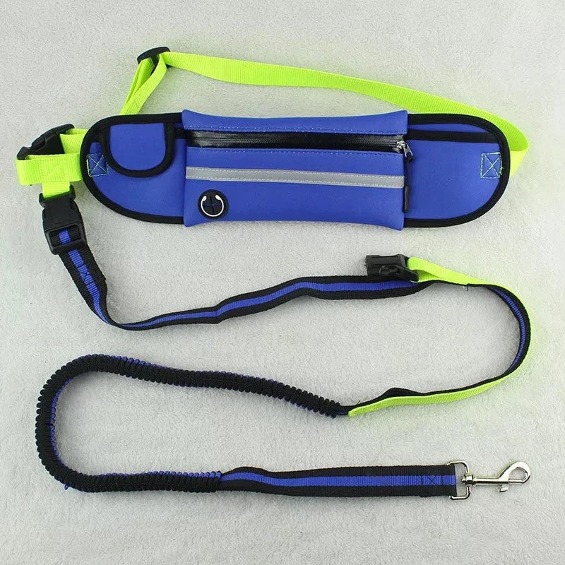 Versatile dog walking bag with waterproof material, reflective traction leash, and adjustable waist design for convenient and safe daily dog walks