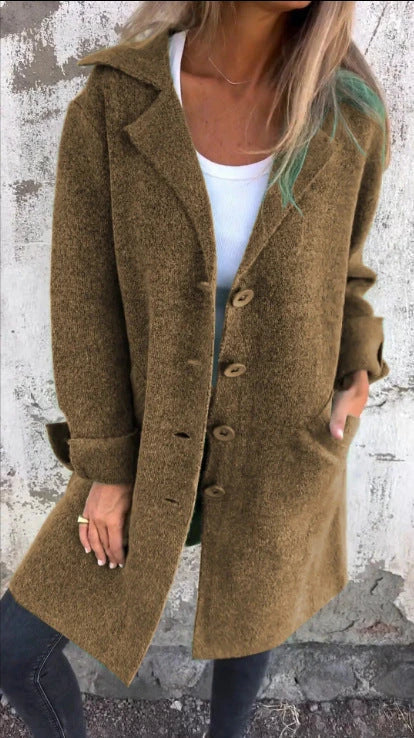 Stylish single-breasted cardigan with pockets in various colors and sizes