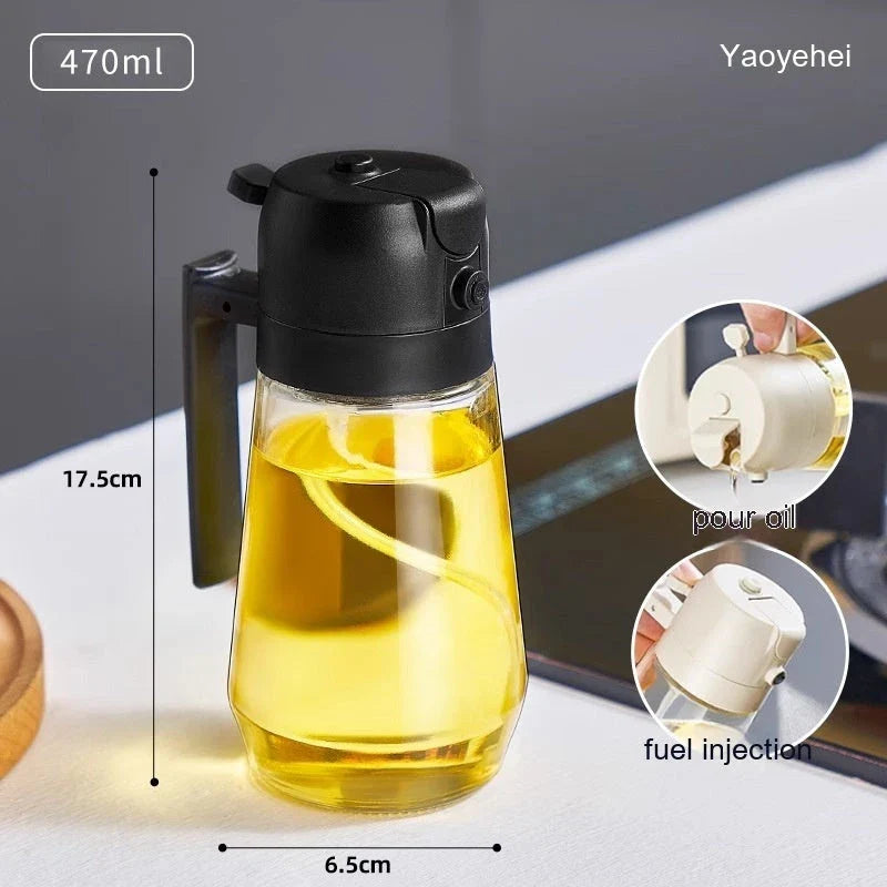Versatile 470mL Olive Oil Sprayer with Dual Functionality - Spray or Pour for Cooking, Grilling, and More