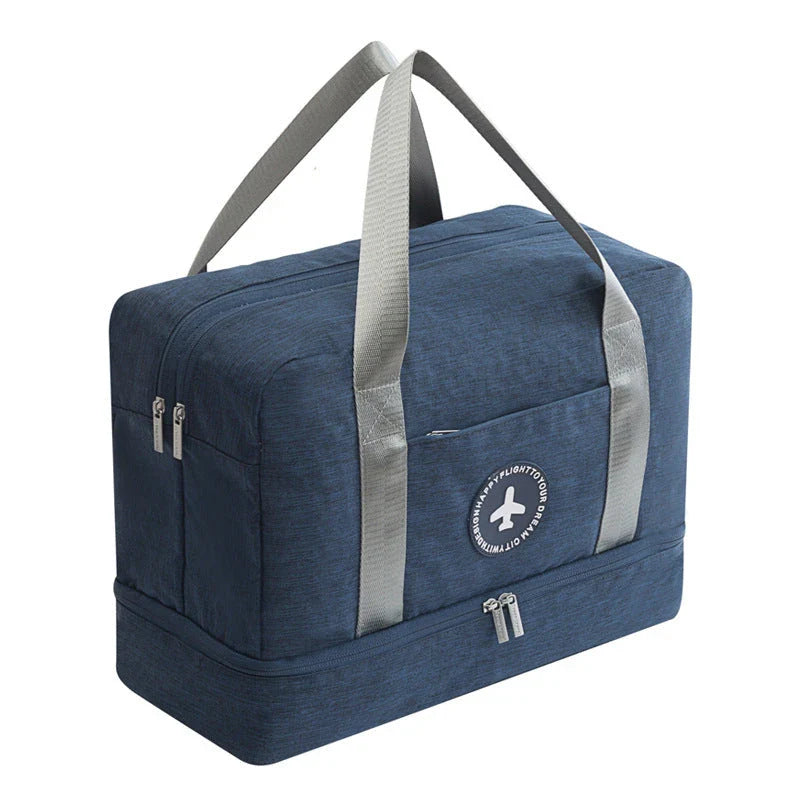 Premium waterproof polyester shoe storage bag with laminated zipper pocket and breathable design for travel and various occasions