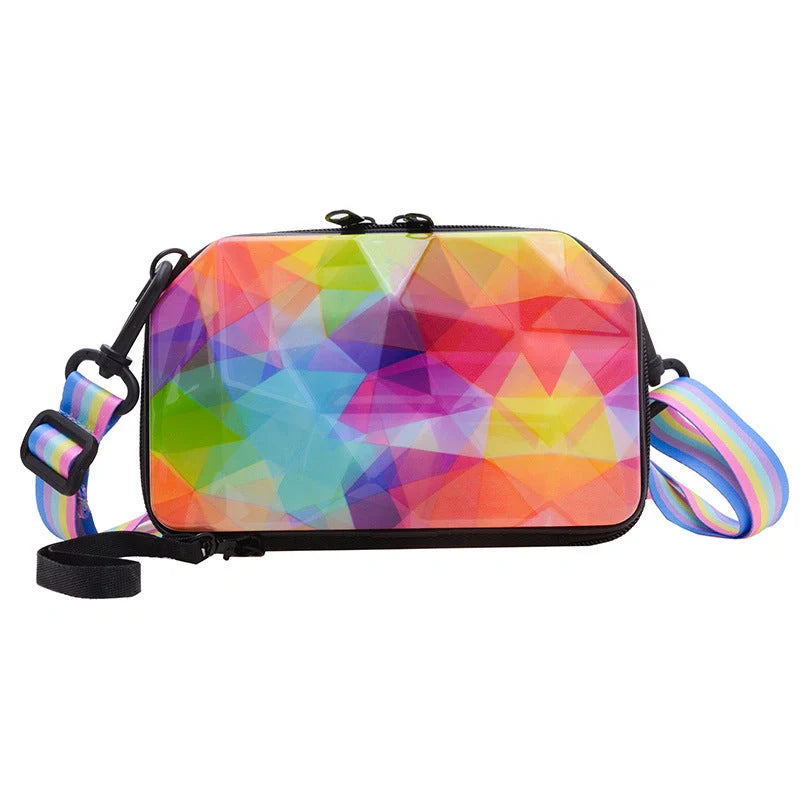 Fashionable one-shoulder bag with geometric pattern and multiple colour options, perfect for the modern British consumer