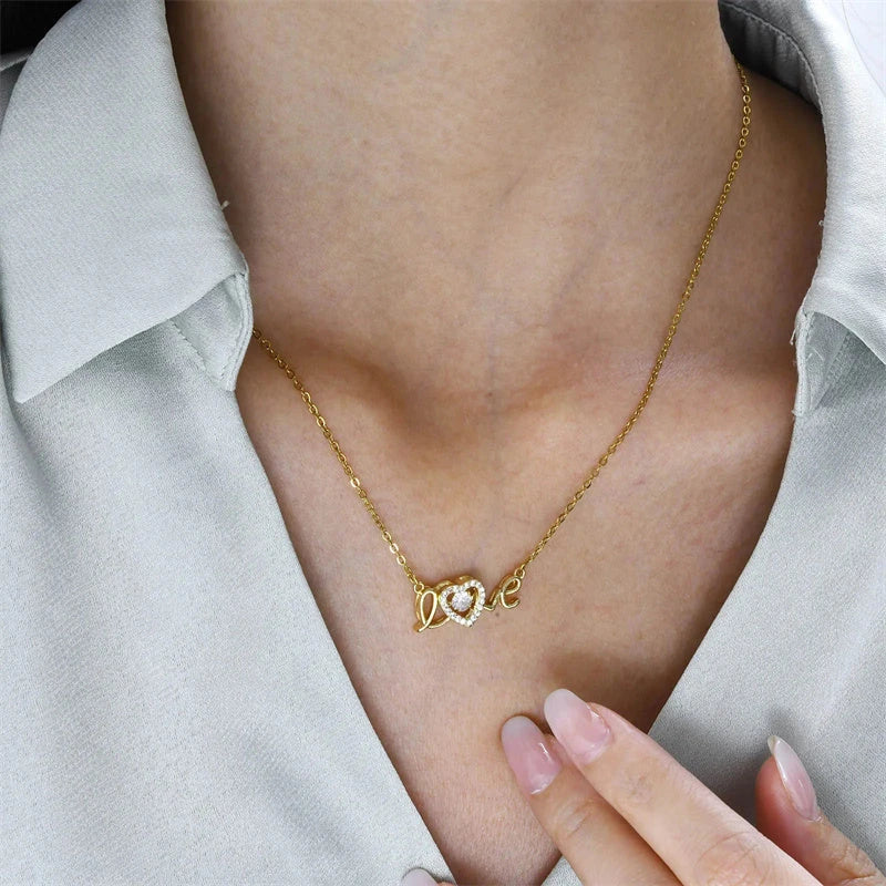 Titanium steel necklace with elegant clavicle chain design, a fashionable accessory for Valentine's Day