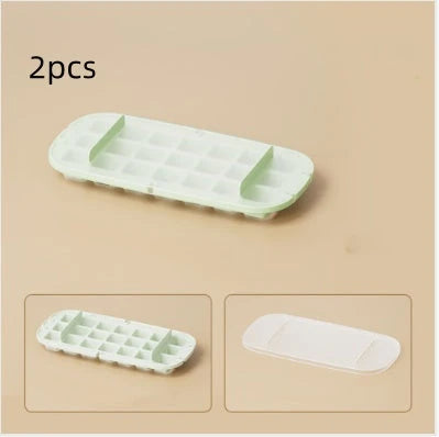 Versatile ice cube tray with high capacity, easy release, and dedicated storage compartment for included ice shovel