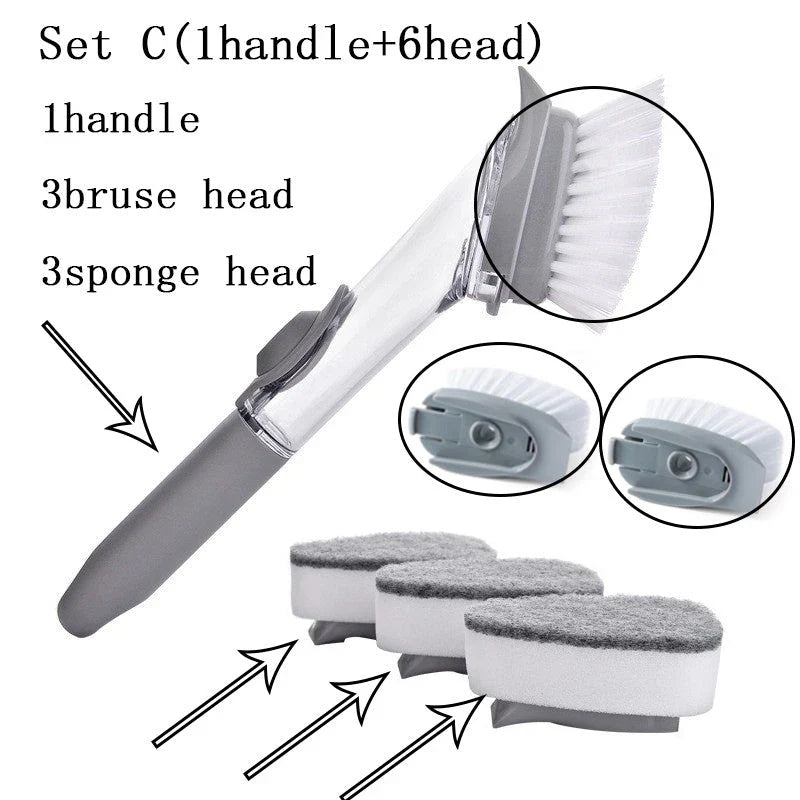 2-in-1 Cleaning Brush with Removable Head for Efficient Kitchen Cleaning