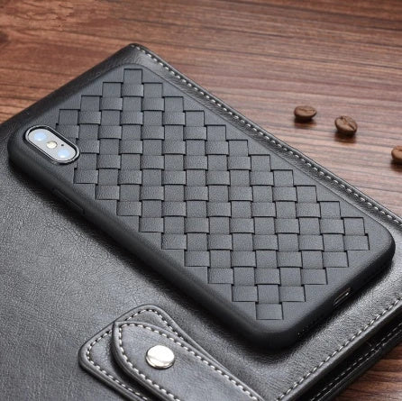 Stylish grid-patterned protective phone case with premium TPU material and responsive button covers