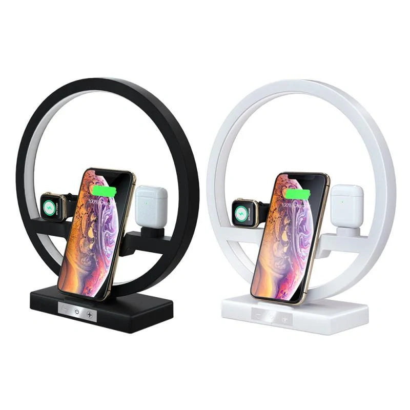 Fast Charging 4 in 1 Bedside Lamp Wireless Charger Bracket with TYPE-C Cable