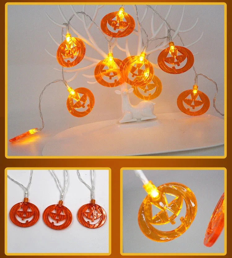 Spooktacular Halloween string lights with pumpkins, ghosts, and other festive decorations