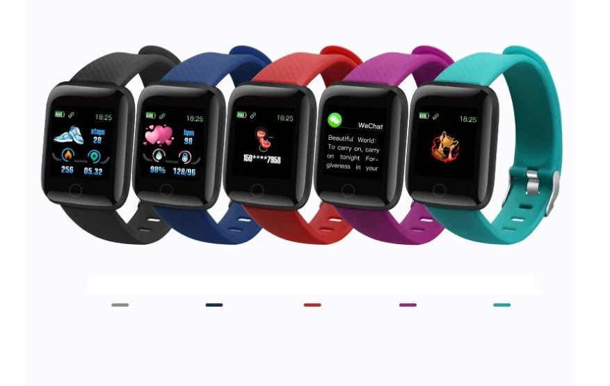 Advanced health-tracking sports bracelet with features including blood pressure and heart rate monitoring, activity tracking, and smartphone connectivity