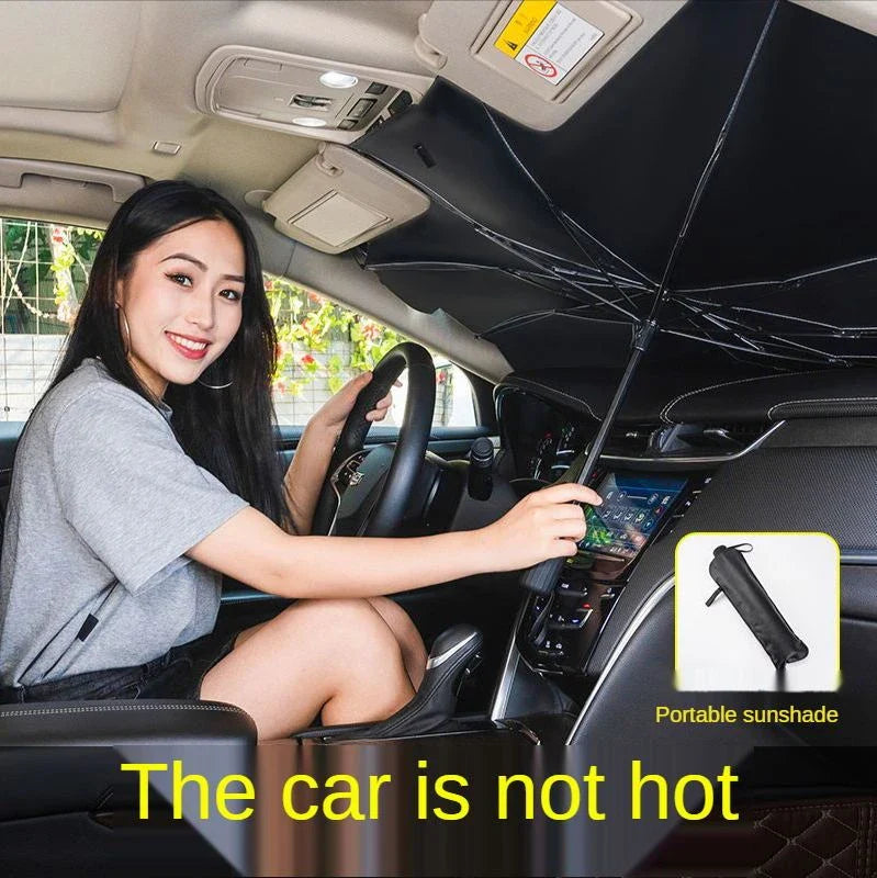 Compact and portable car sunshade with telescopic mechanism and full windshield coverage