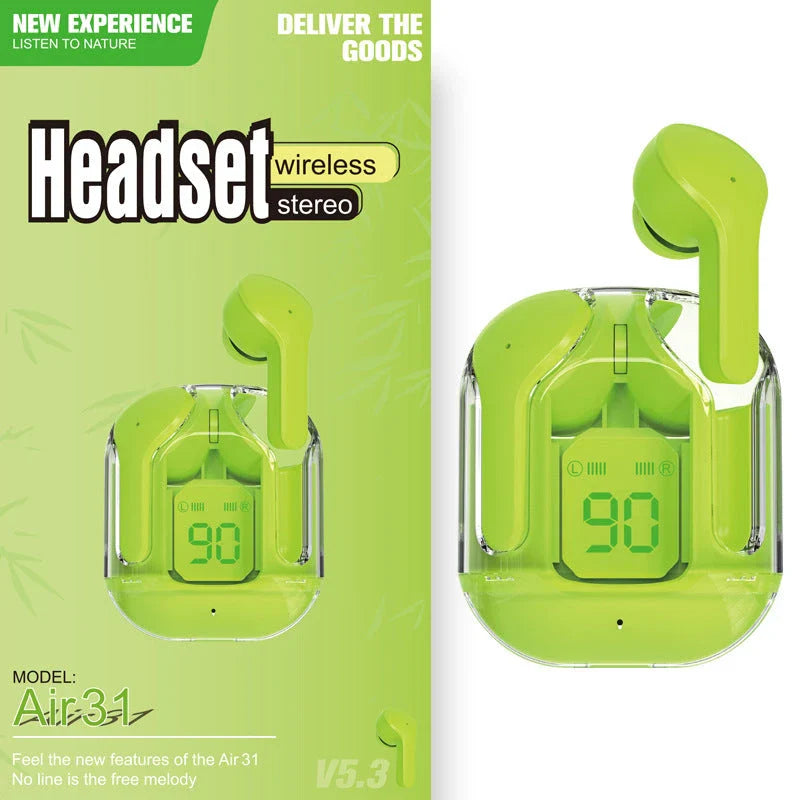 Premium true wireless Bluetooth 5.3 earbuds with digital display, noise reduction, and long battery life.
