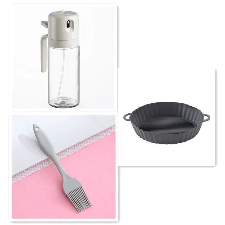Versatile 2-in-1 Oil Sprayer Bottle with automatic opening, dual pouring and spraying modes, and easy cleaning design