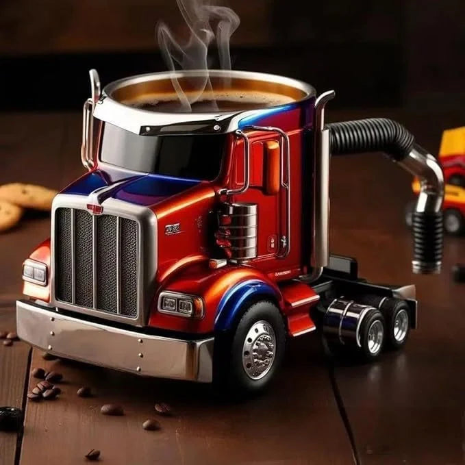 Handcrafted semi-truck shaped coffee mug for truck enthusiasts
