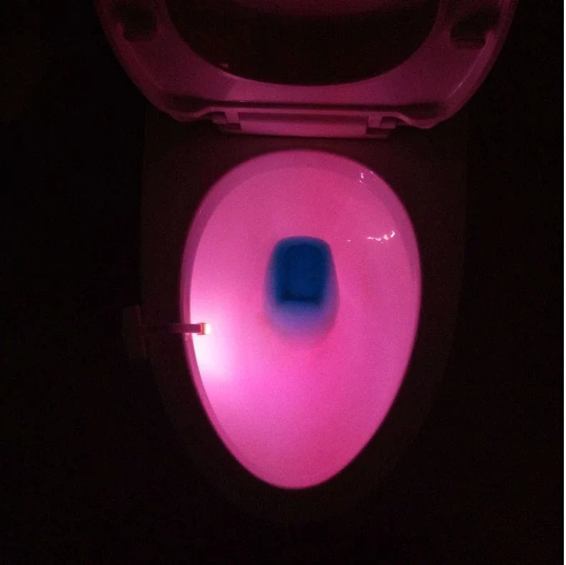 Toilet Induction LED Night Light with motion sensor, 8 colour options, and automatic on/off function for a hands-free, hygienic bathroom experience.