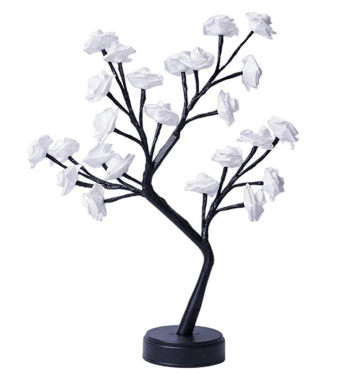 Enchanting 3D rose blossom USB desk lamp in various color options, creating a dreamy, romantic ambiance