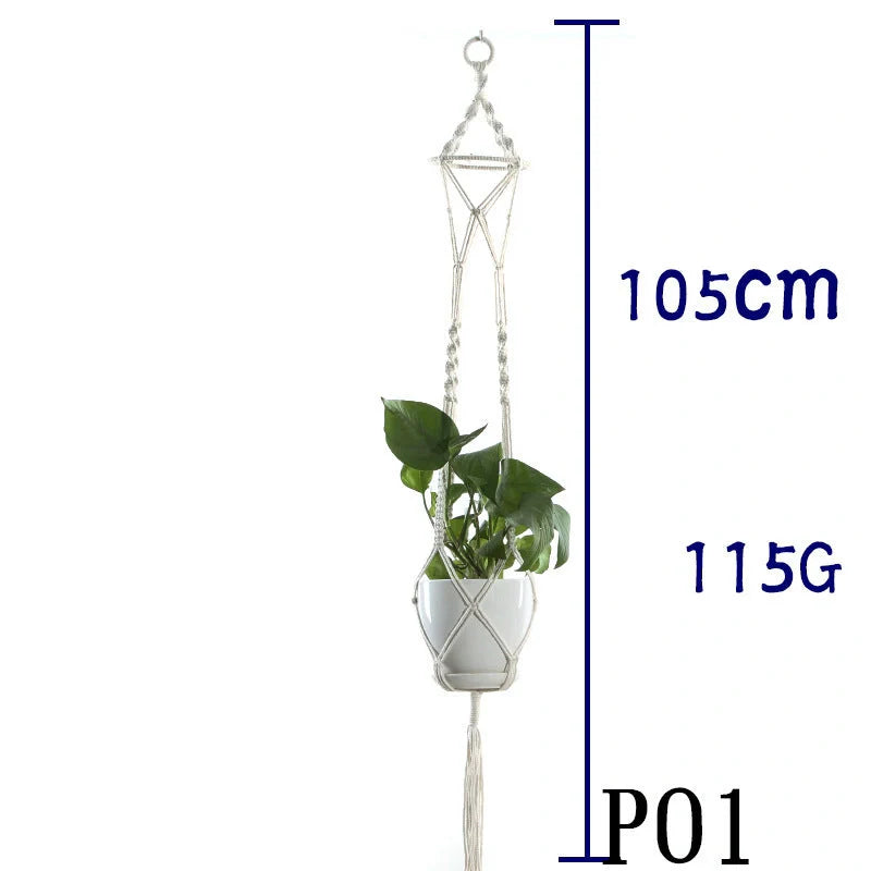 Stylish hanging cotton rope plant holder for indoor and outdoor decoration