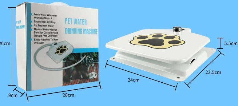 Heavy-duty outdoor dog water fountain with paw-activated water release and durable steel construction