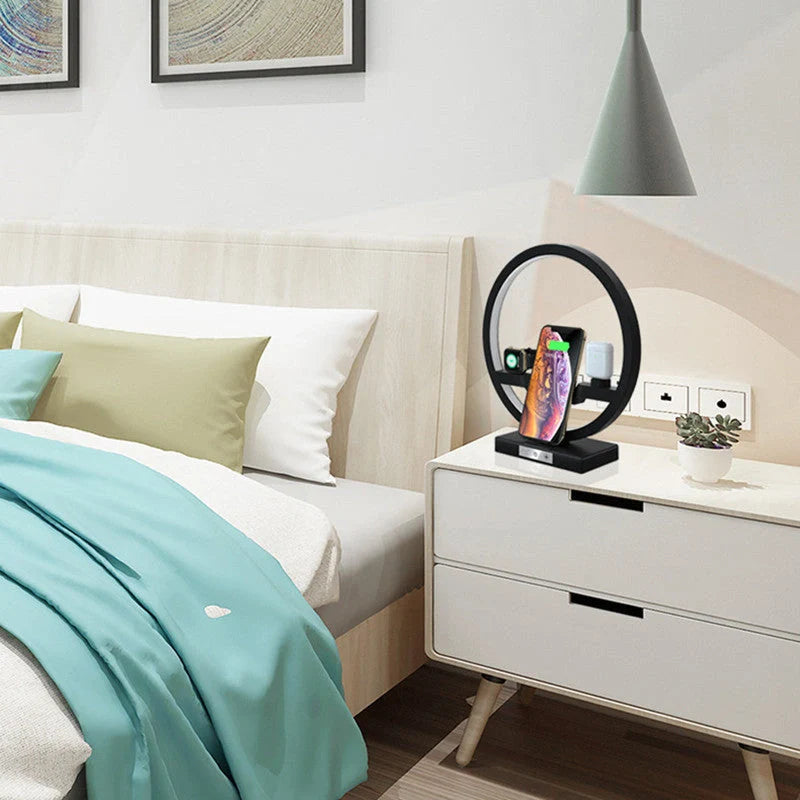 Fast Charging 4 in 1 Bedside Lamp Wireless Charger Bracket with TYPE-C Cable
