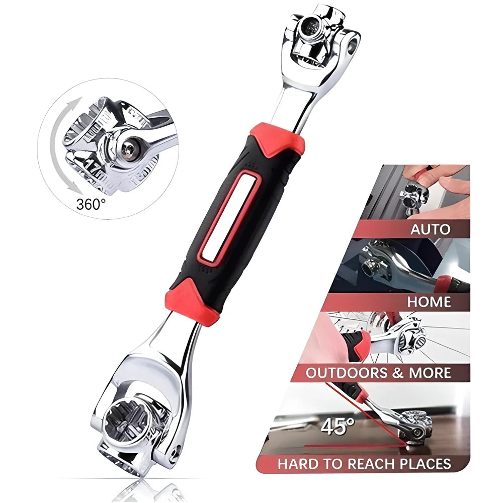 48-in-1 Multipurpose Socket Wrench with 360-degree rotating head and comfortable grip