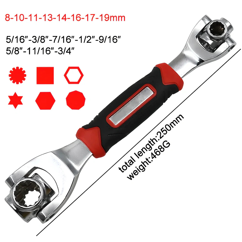 48-in-1 Multipurpose Socket Wrench with 360-degree rotating head and comfortable grip