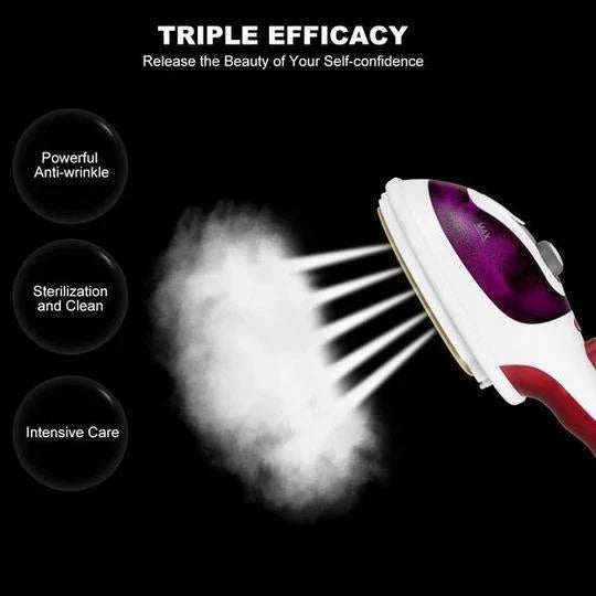 Versatile Handheld Steam Iron with Powerful 1000W Heating, Ergonomic Grip, and Dual-Voltage Compatibility