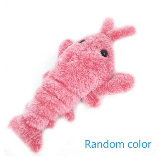 USB-rechargeable jumping lobster plush toy for cats with three tail-swinging modes and durable design