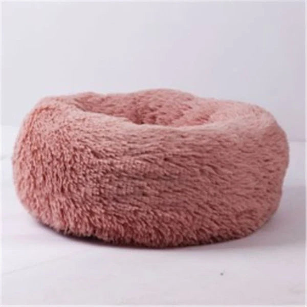 Cosy round plush cat mattress for winter warmth, available in various colours and sizes