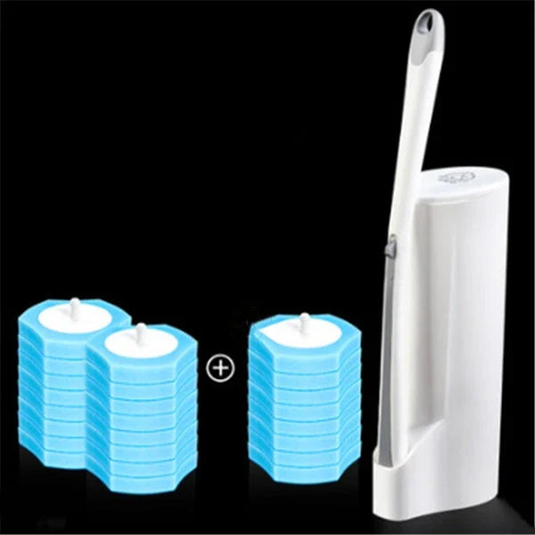 Premium disposable toilet brush with plastic, sponge, and scratch-resistant cloth for effective and hygienic bathroom cleaning