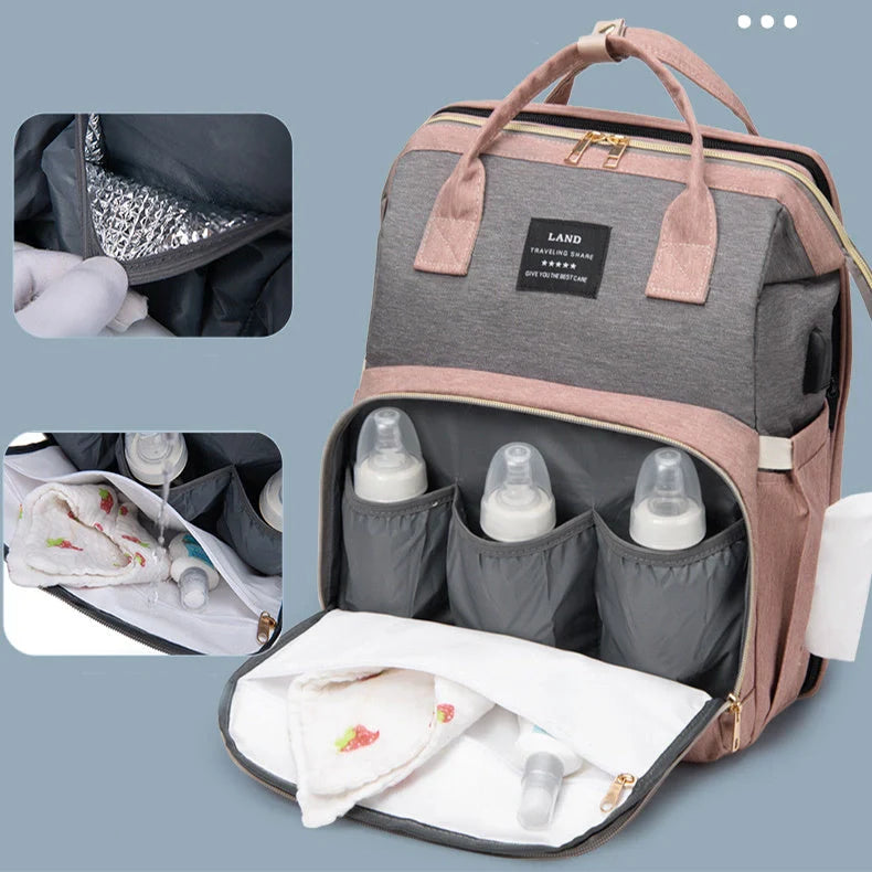 New Mummy Baby Crib Backpack with insulated milk storage compartment and large capacity