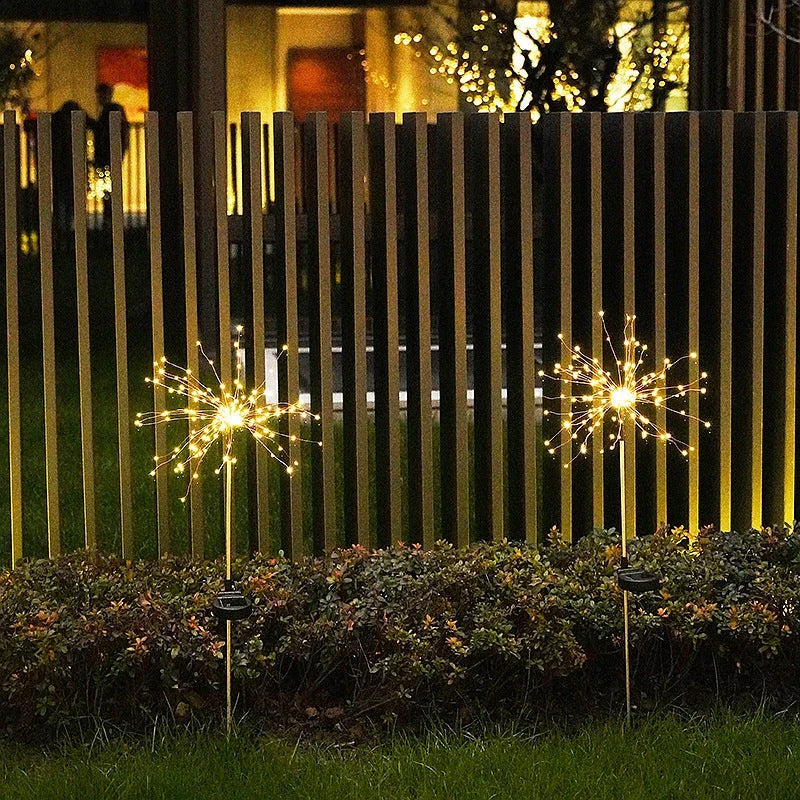Radiant Solar-Powered Outdoor Fireworks Lights with dazzling LED display in various shapes and colours