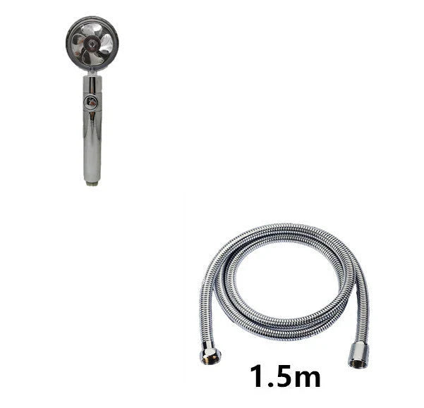 A high-pressure shower head with a stop button, cotton filter, and powerful water pressure for a luxurious bathing experience.