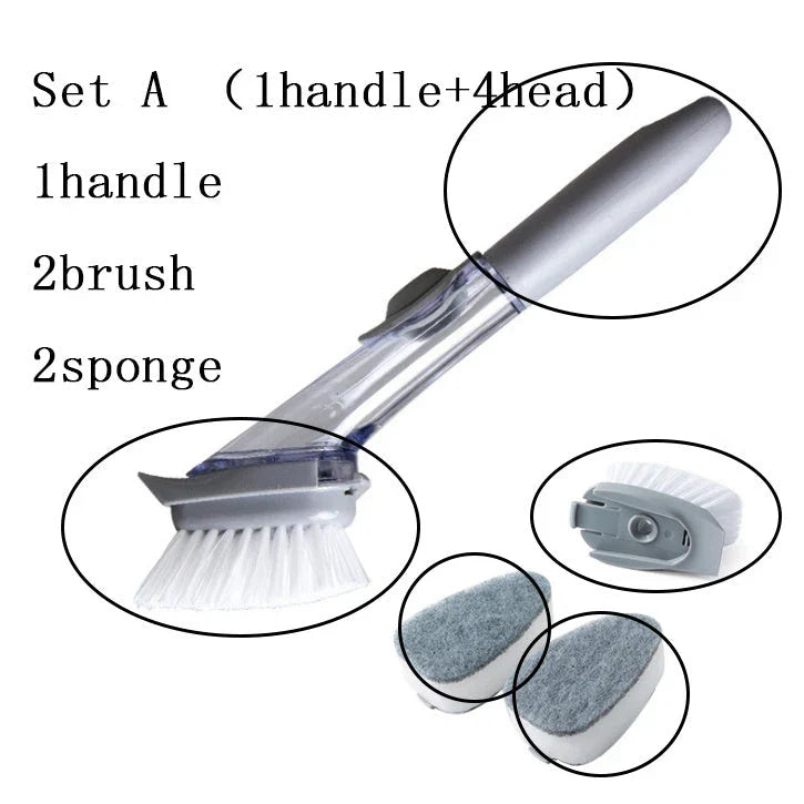 2-in-1 Cleaning Brush with Removable Head for Efficient Kitchen Cleaning