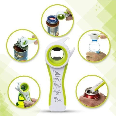 Versatile 5-in-1 stainless steel can opener and bottle opener - a must-have for any UK kitchen