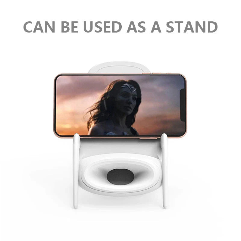 Premium wireless charging station with stylish phone stand in white and black colours