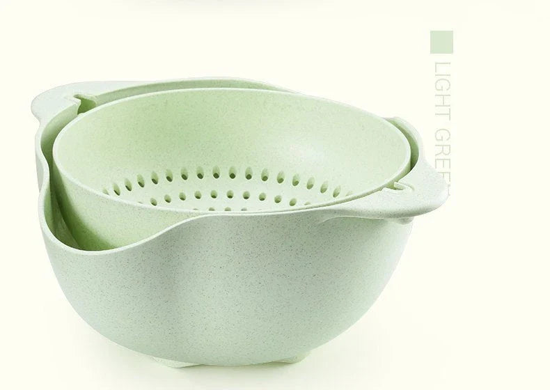 Premium wheat fibre drain basket with a versatile design for washing, soaking, draining, and storing produce in the kitchen