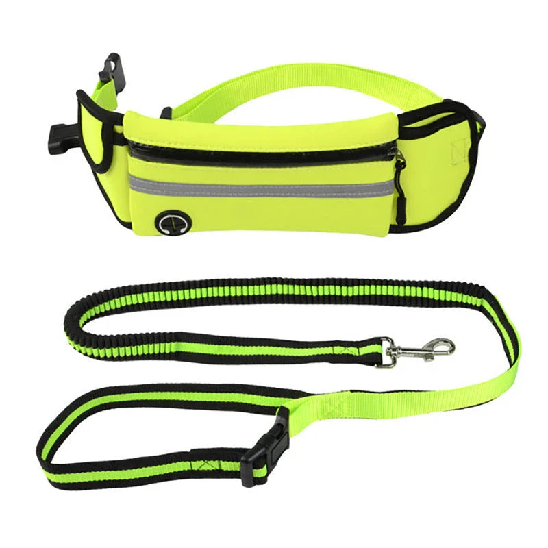 Versatile dog walking bag with waterproof material, reflective traction leash, and adjustable waist design for convenient and safe daily dog walks