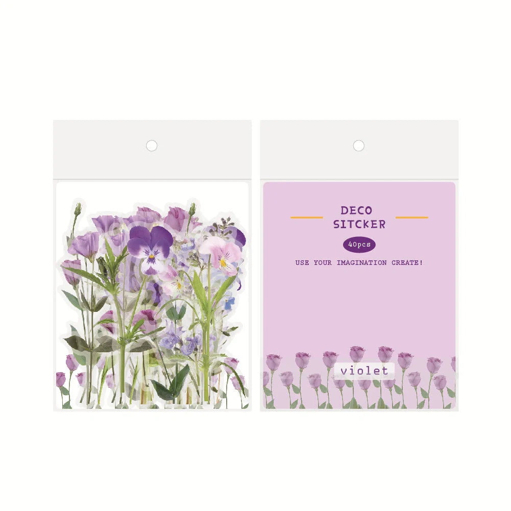 Retro Flower Nature DIY Sticker Pack with transparent flower and mushroom designs