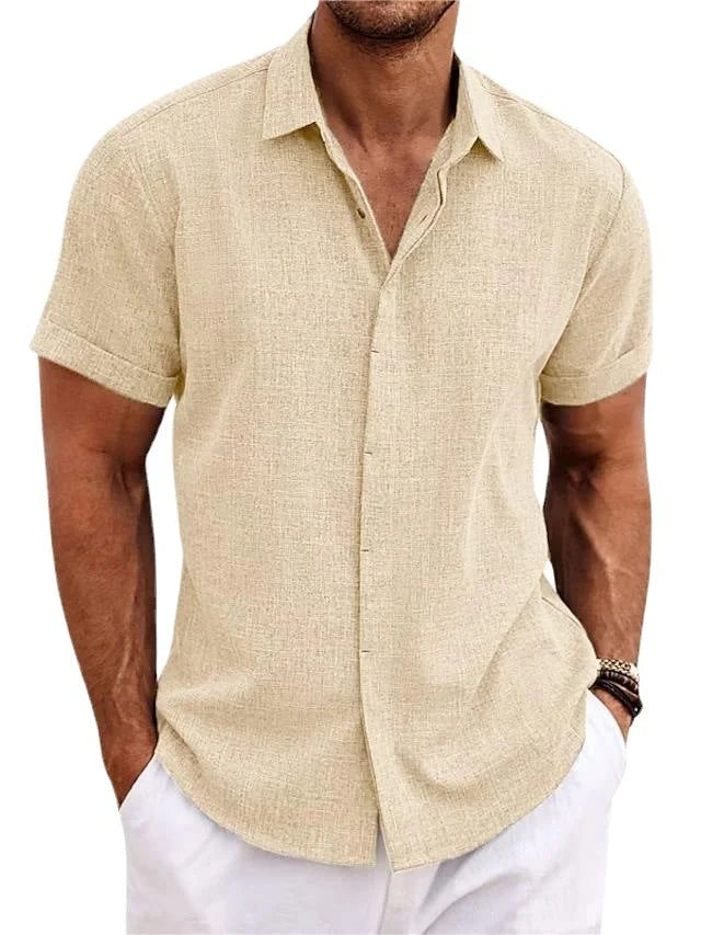 Men's stylish loose linen short-sleeved t-shirt in various colours