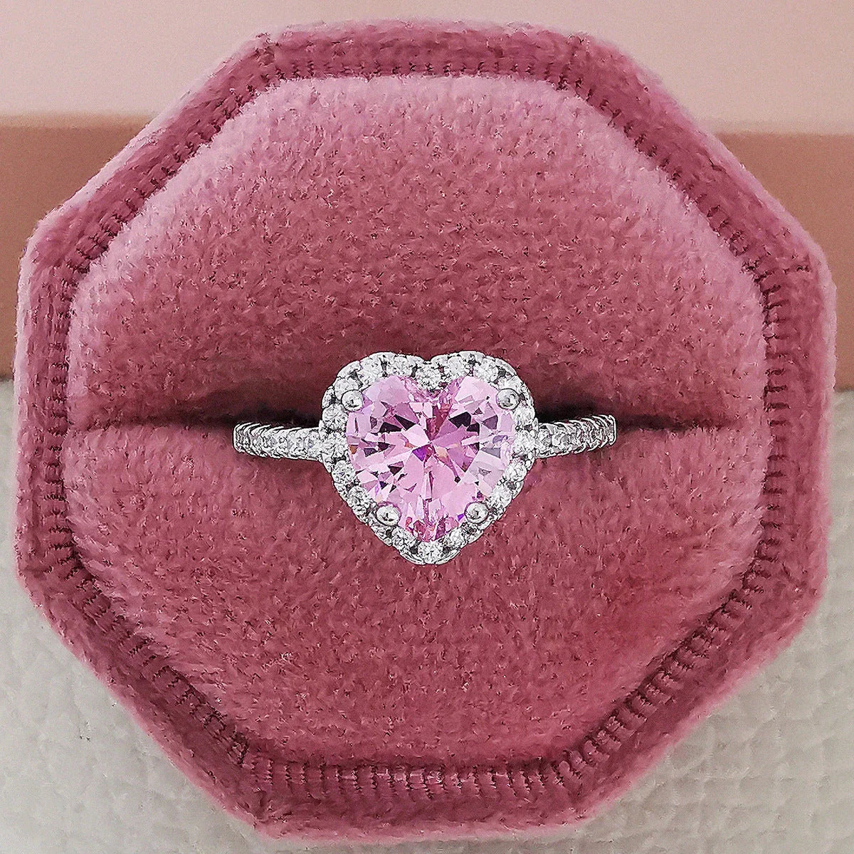 Dazzling multicolor cubic zirconia rings with a sleek geometric design and premium copper construction