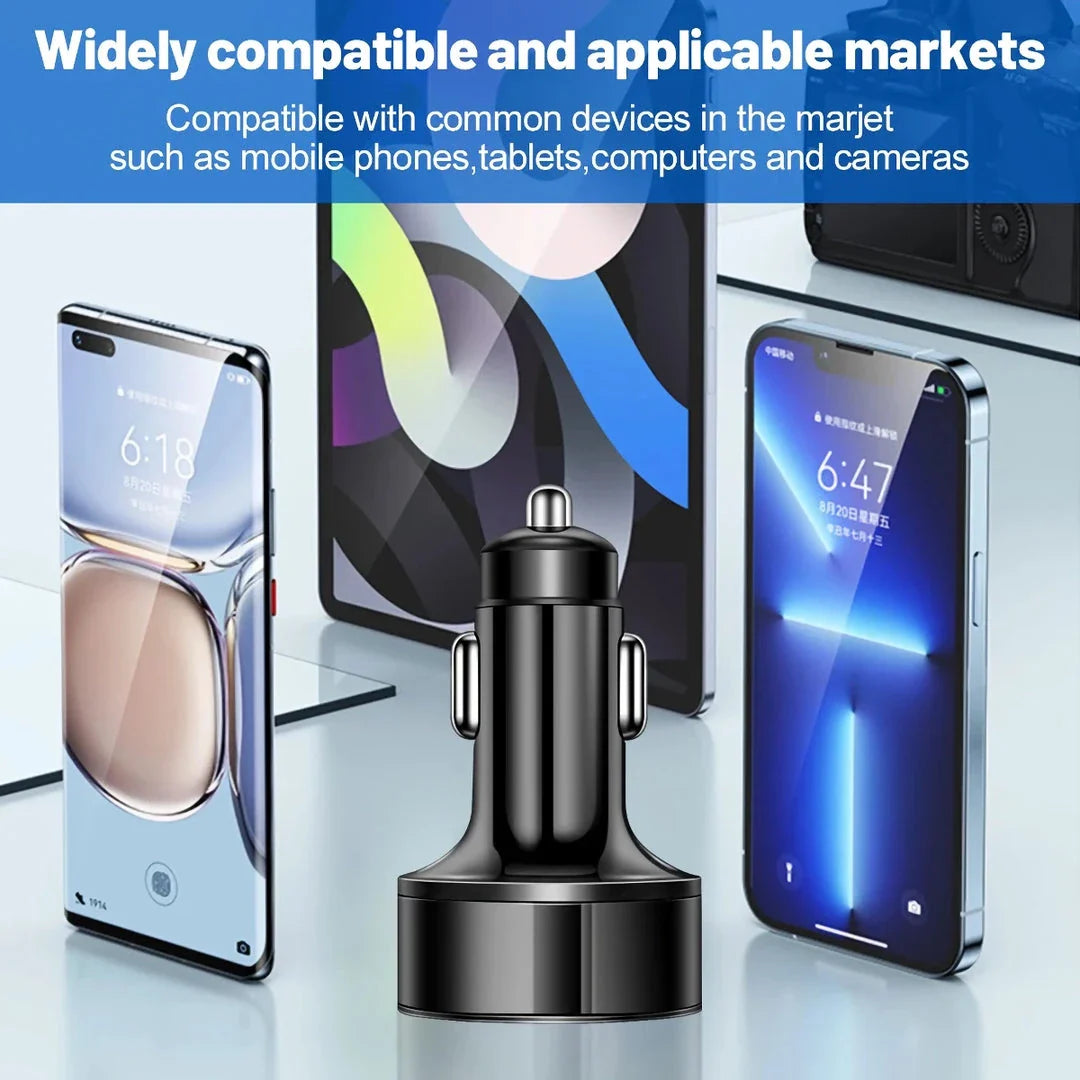 250W LED Car Charger with 5 Charging Ports for Smartphones, Tablets, and More