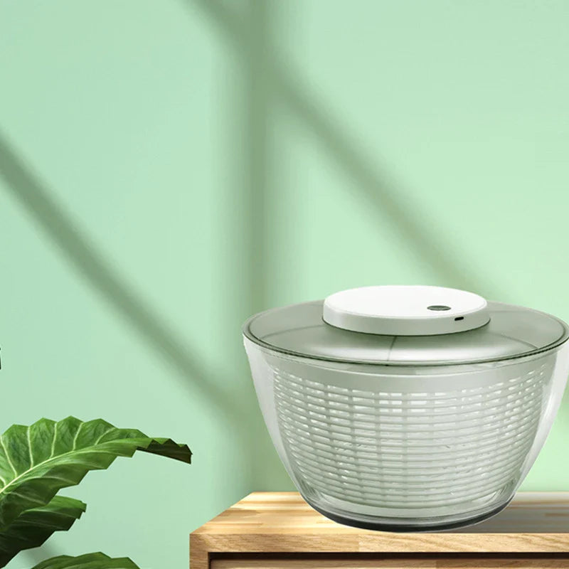 Automatic Salad Spinner with Multifunctional Salad-Making Basket, Vegetable Fruit Dehydrator, and Dishwasher-Safe Design