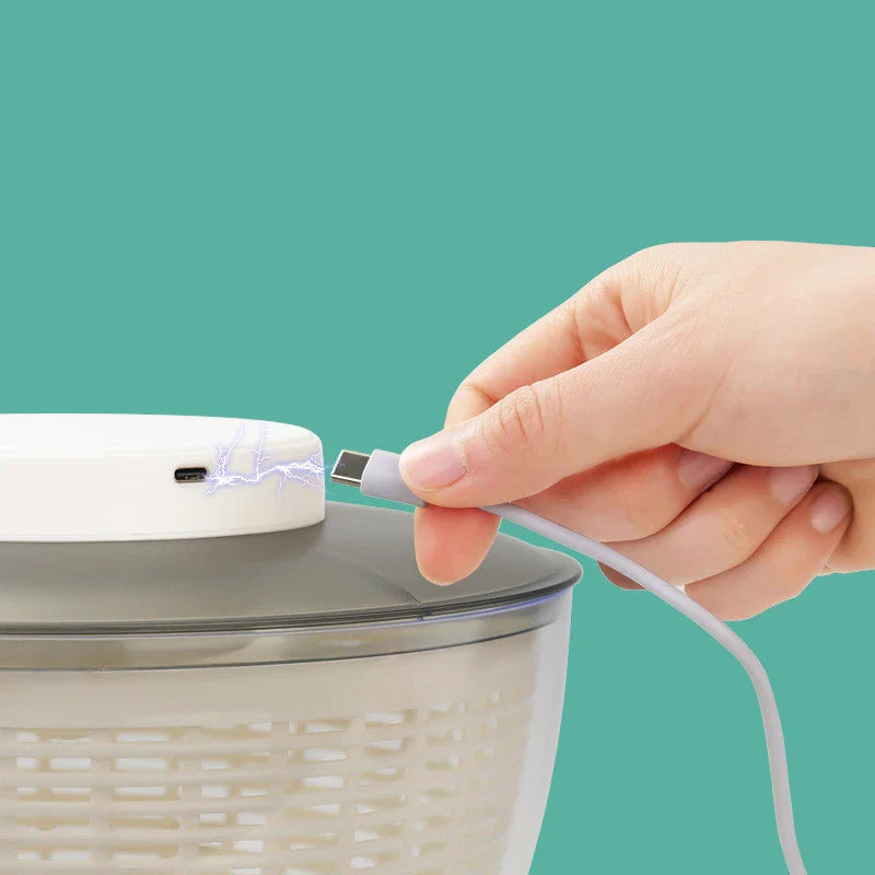 Automatic Salad Spinner with Multifunctional Salad-Making Basket, Vegetable Fruit Dehydrator, and Dishwasher-Safe Design