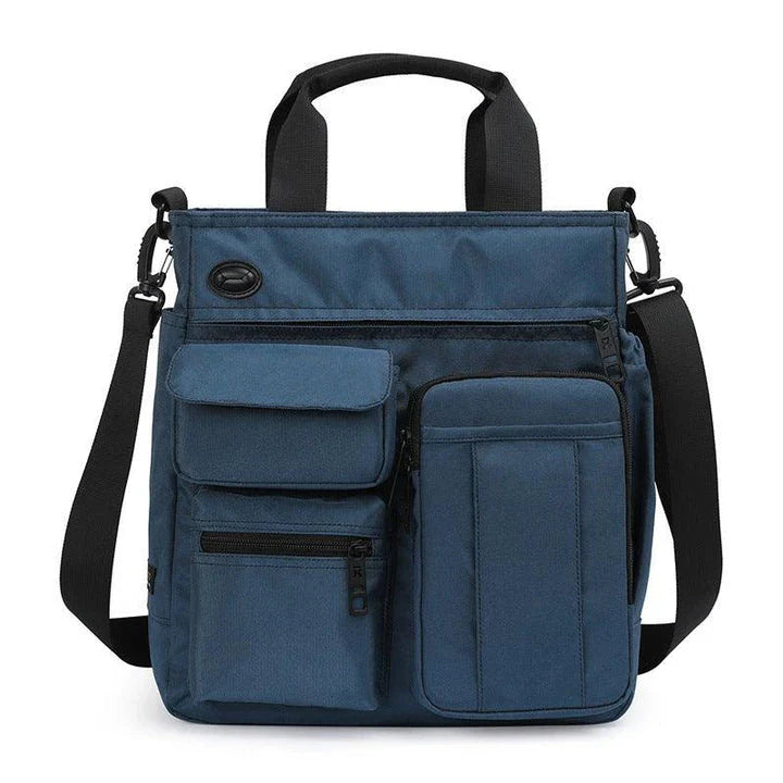 Multifunctional business and leisure commuter bag in grey colour with expandable main compartment and pockets