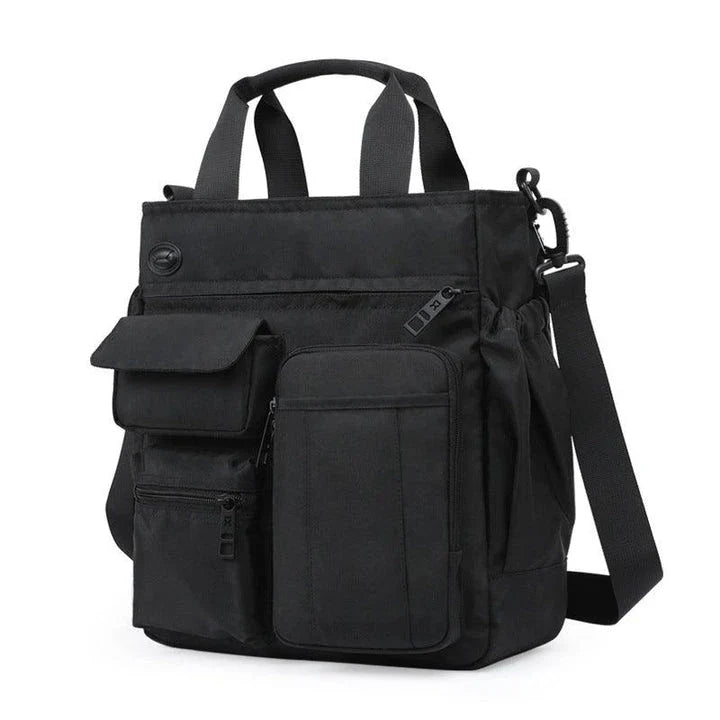 Multifunctional business and leisure commuter bag in grey colour with expandable main compartment and pockets