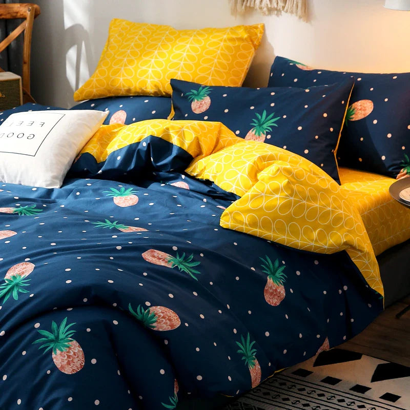 Luxurious four-piece duvet set with heart-inspired design, perfect for transforming your bedroom into a cosy and stylish sanctuary.