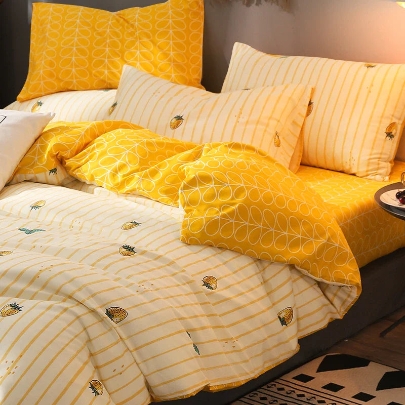 Luxurious four-piece duvet set with heart-inspired design, perfect for transforming your bedroom into a cosy and stylish sanctuary.