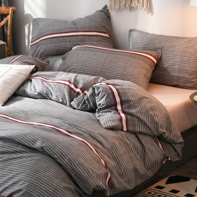 Luxurious four-piece duvet set with heart-inspired design, perfect for transforming your bedroom into a cosy and stylish sanctuary.